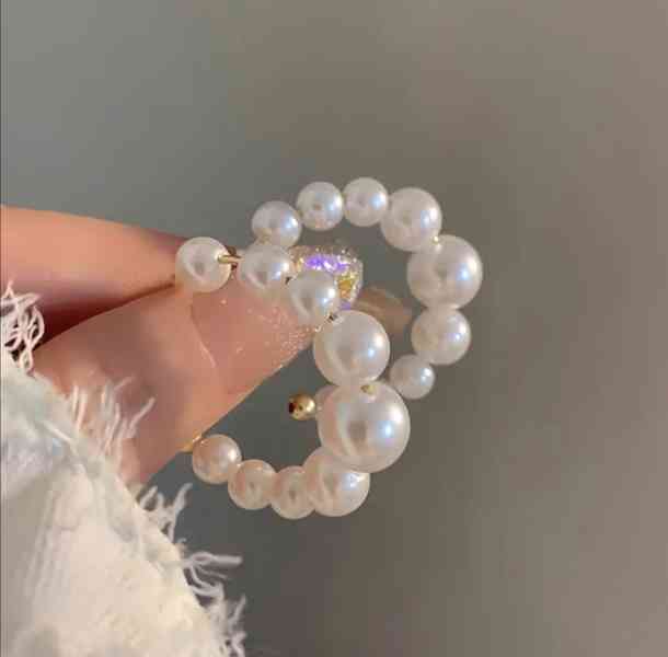 Krásné náušnice kruhy s perličkami  - foto 2