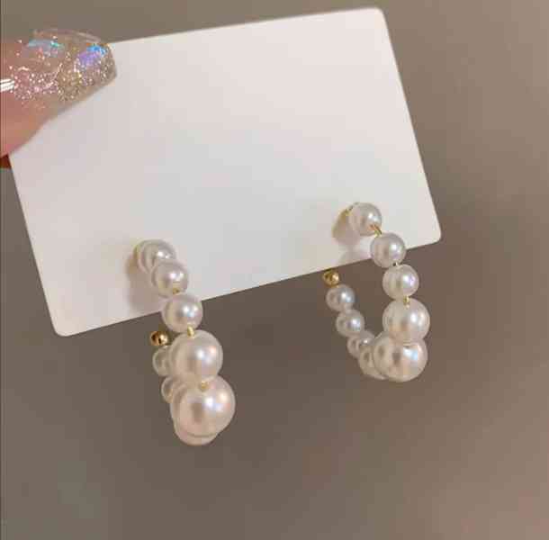 Krásné náušnice kruhy s perličkami  - foto 4