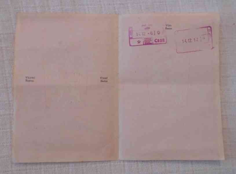 Cestovní příloha k Občanskému průkazu - ČSSR 1976 - foto 2