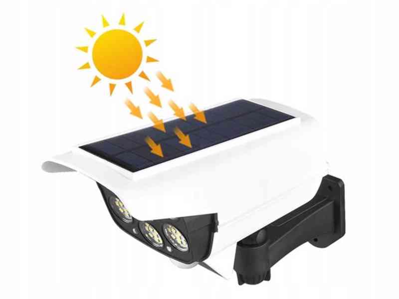 Solární atrapa/maketa zabezpečovací kamery s ovladačem, nová - foto 3
