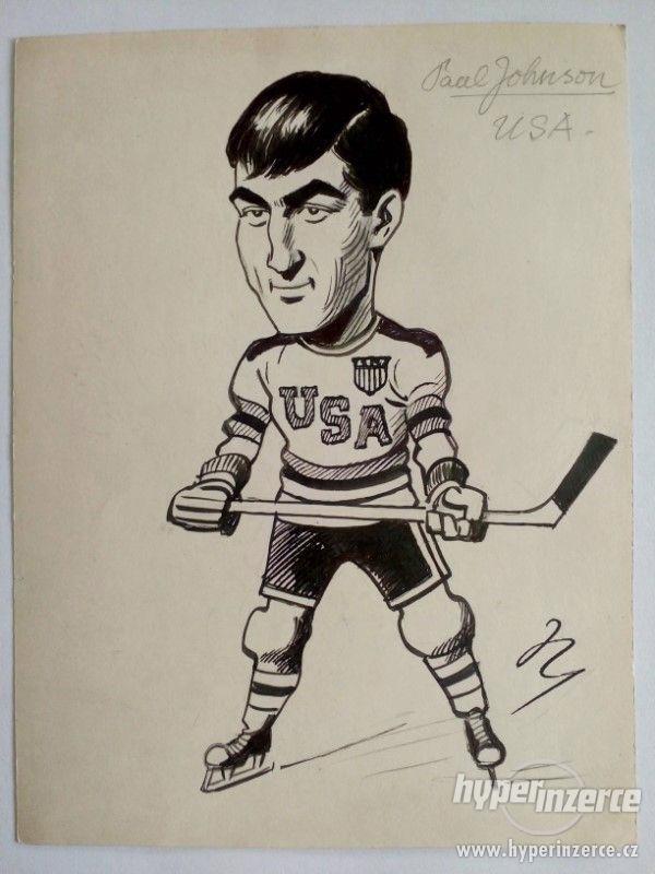Paul Johnson Olympiáda 1960 Hokej  Kresba Marcel Niederle. - foto 1