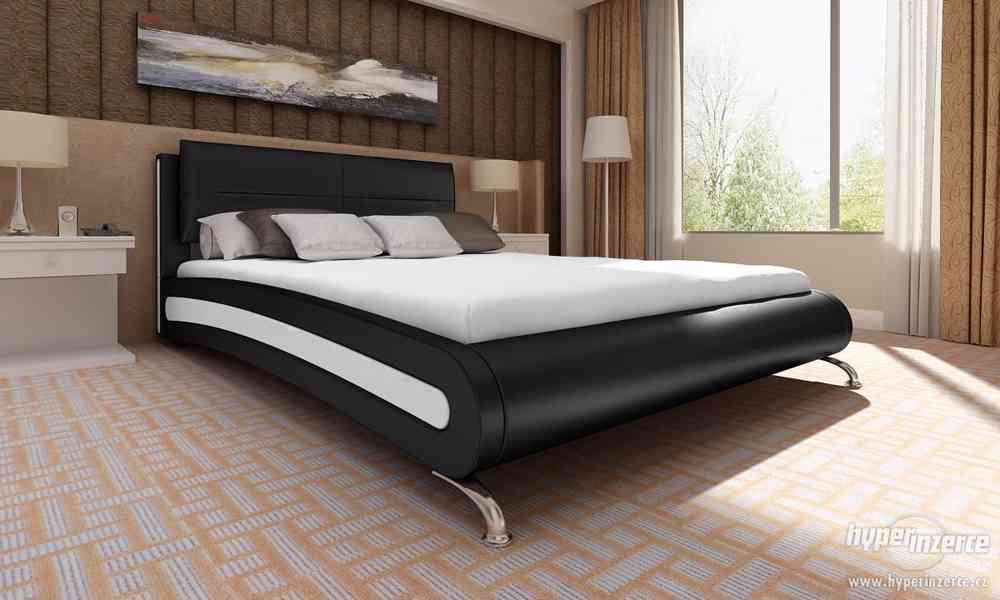 Moderní postel 180x200cm vč. roštu-černá nebo bílá - foto 1