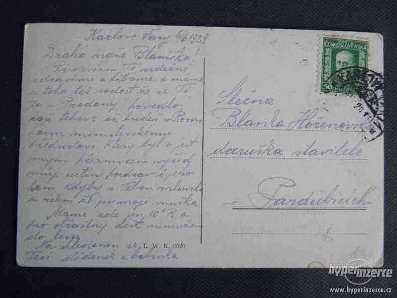 13x v jedné pohlednici Karlovy Vary-okénková.1929.ZN.s TGM. - foto 2