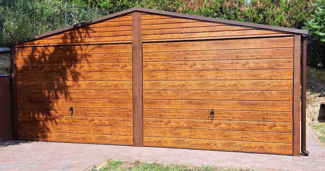 Plechová garáž 6x5,8m sedlová střecha 2 x vrata dveře TS239 - foto 5
