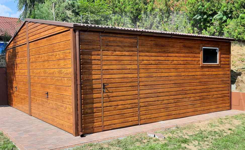 Plechová garáž 6x5,8m sedlová střecha 2 x vrata dveře TS239 - foto 6