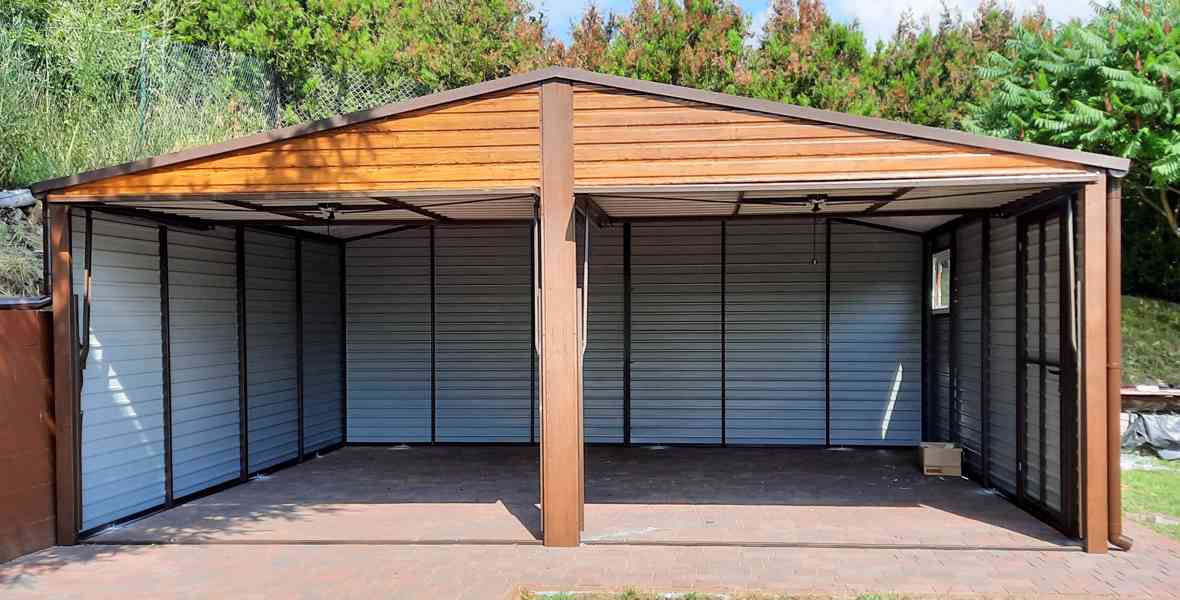 Plechová garáž 6x5,8m sedlová střecha 2 x vrata dveře TS239 - foto 4