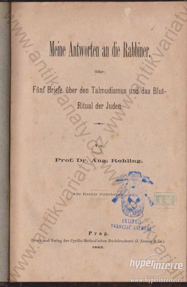 Meine Antworten an die Rabbinen 1883 Aug. Rohling - foto 1