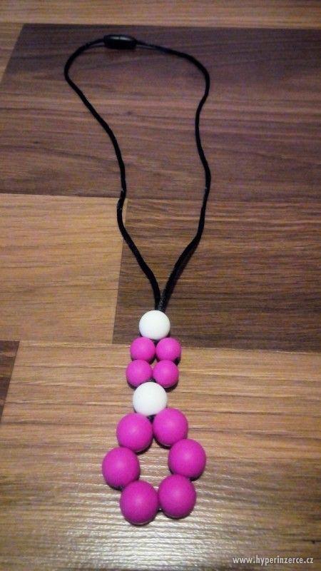 Silikonový náhrdelník - růžová kytička - foto 1
