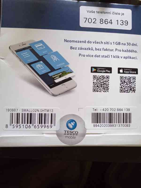 Dobíjecí SIM karta Tesco mobile - foto 1