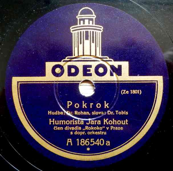 Jára Kohout starožitná gramodeska z roku 1928, šelak Odeon  - foto 4
