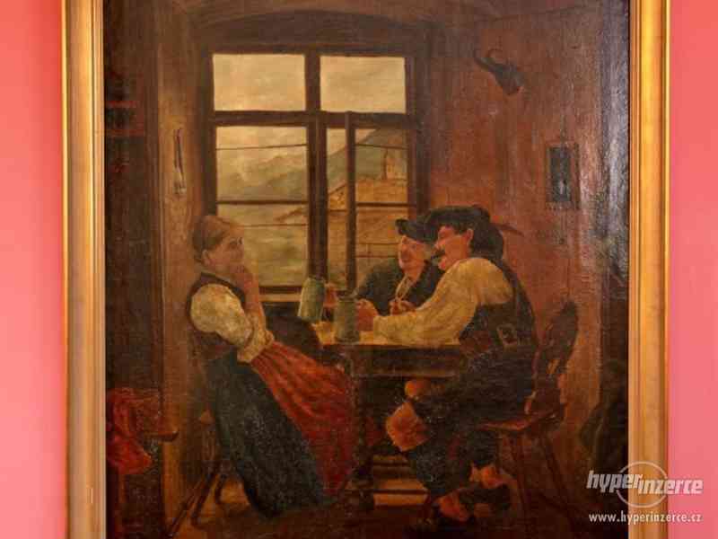 Hermann Graf. Pijáci piva. 153 x 104cm. 19. stol - foto 1