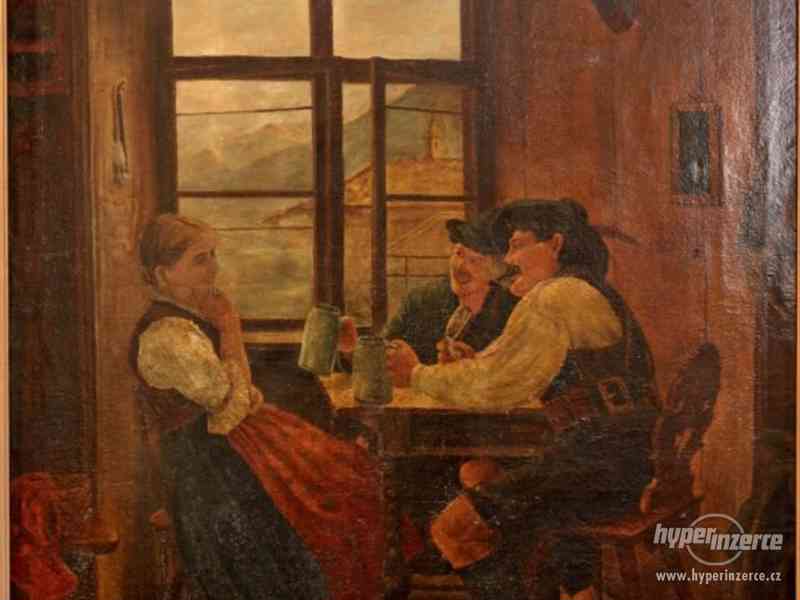 Hermann Graf. Pijáci piva. 153 x 104cm. 19. stol - foto 2