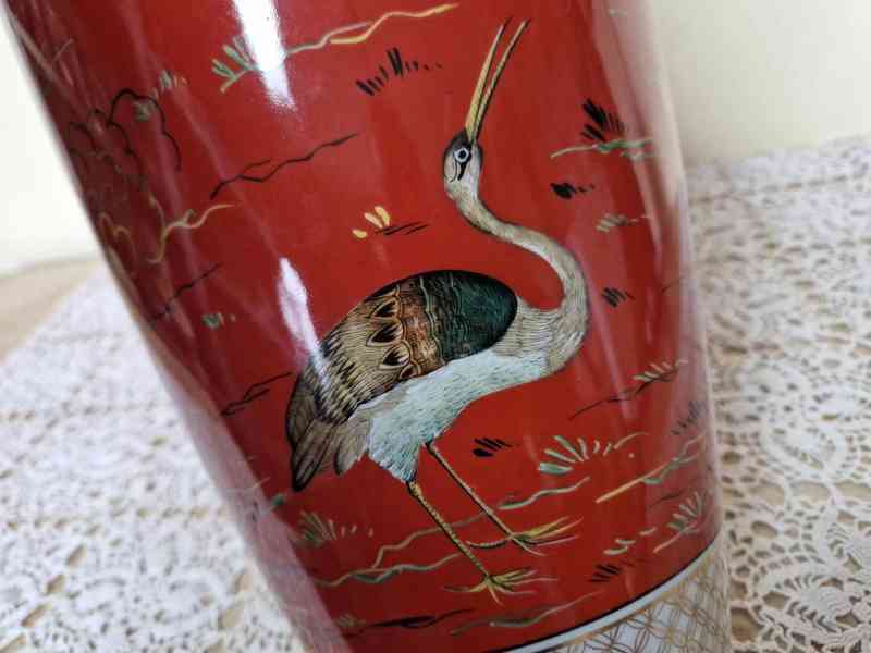 Krásná bohatě zdobená zlacená Váza s Ptáky Satsuma Japonsko - foto 4