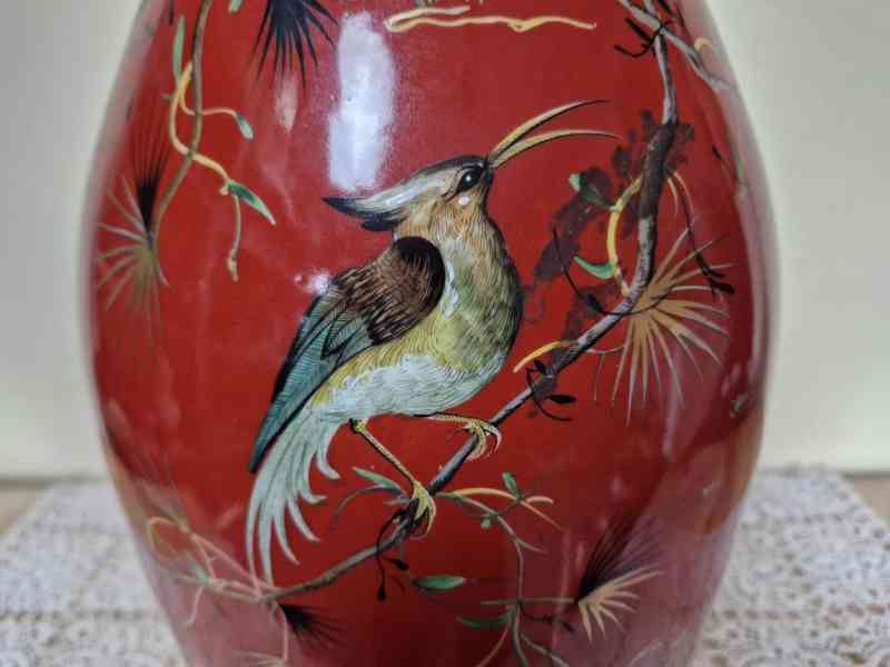 Krásná bohatě zdobená zlacená Váza s Ptáky Satsuma Japonsko - foto 12