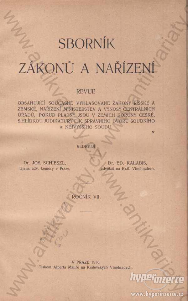 Sborník zákonů a nařízení - ročník VII. 1916 - foto 1