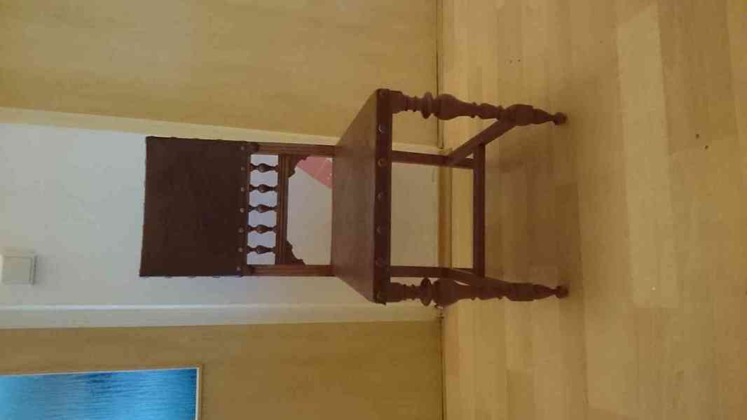 4 x starožitná židle s kůží - foto 5