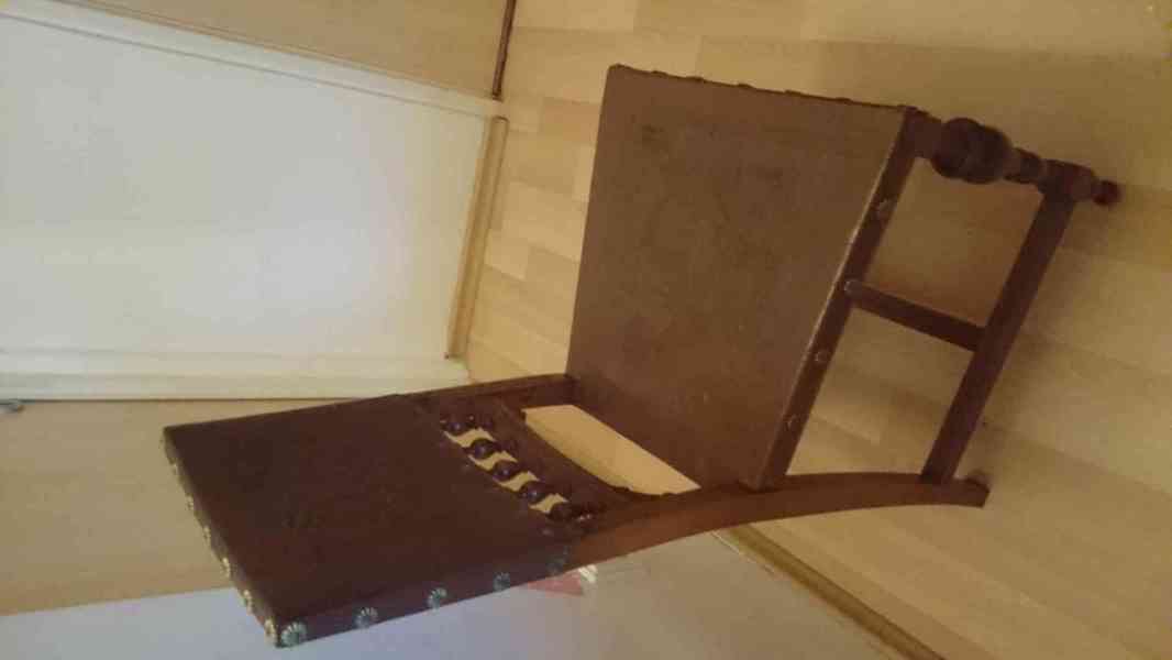 4 x starožitná židle s kůží - foto 4