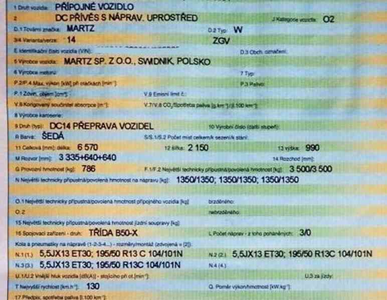 ZÁNOVNÍ 3.5t přívěs plato 3os na 2.7t/5m přepravník plaťák - foto 9