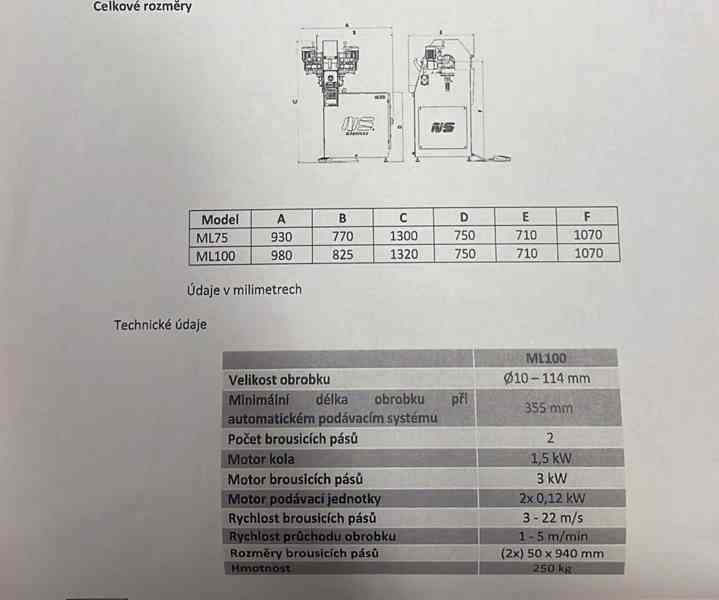 Pásová bruska bezhrotá ML 100, r. v. 2020 - foto 5