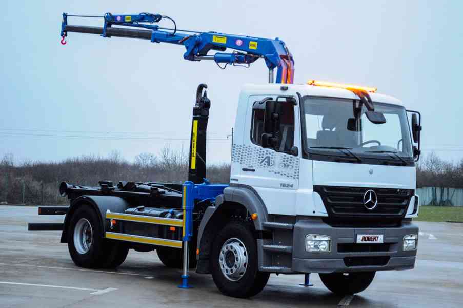 MERCEDES AXOR 1824 HÁKOVÝ NOSIČ KONTEJNERŮ + HYDR. RUKA EU4 - foto 93