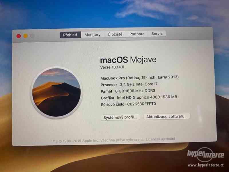MacBook Pro Retina, 15”, 2013, 2,4 GHz i7, 8GB ram,500gb ssd - foto 1