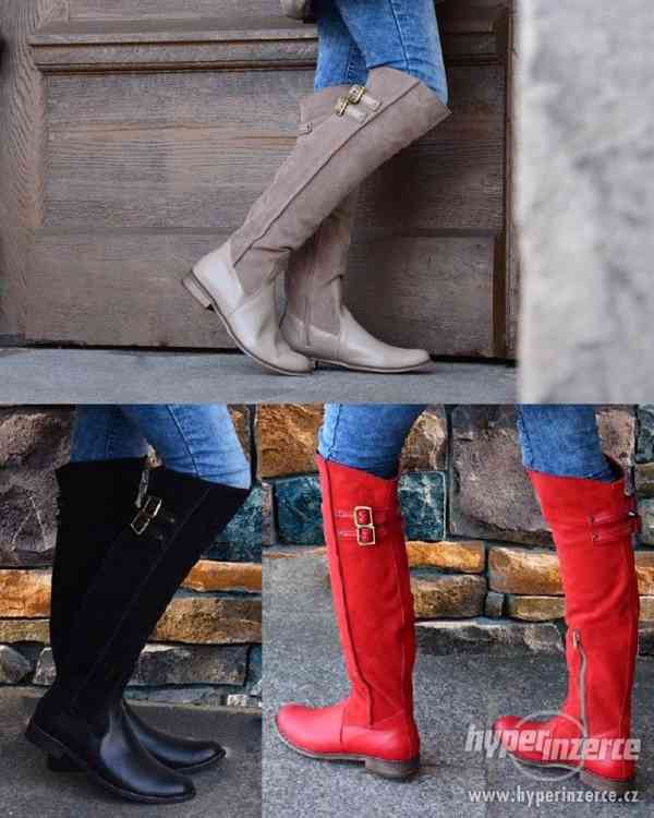 Bílé kozačky - hladká kůže - foto 7