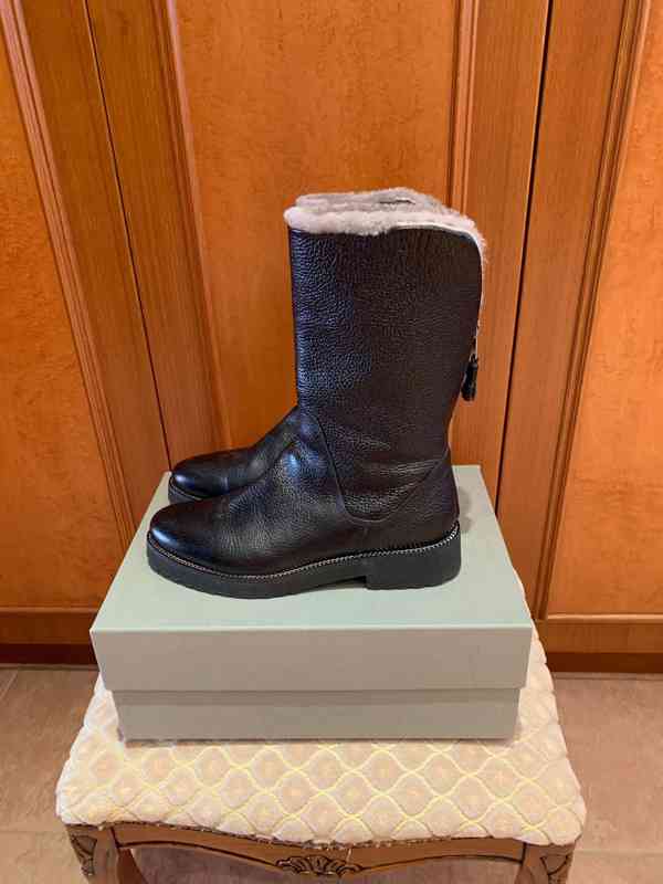 Nové luxusní zimní dámské kožené italské kozačky - foto 3