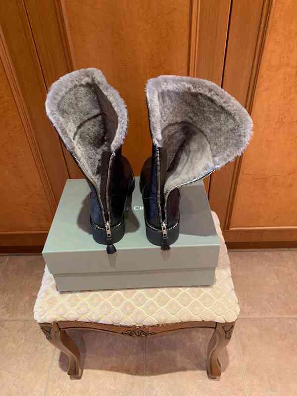 Nové luxusní zimní dámské kožené italské kozačky - foto 5