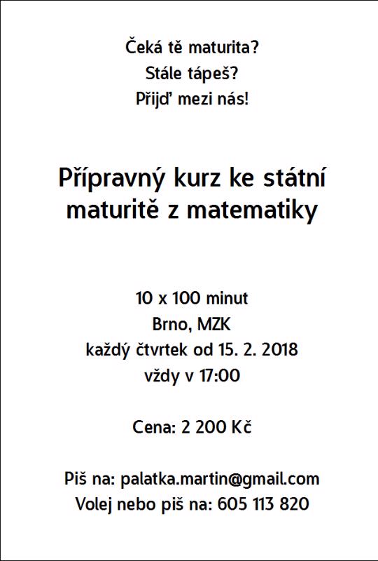 Přípravný kurz ke státní maturitě z matematiky Brno - foto 1