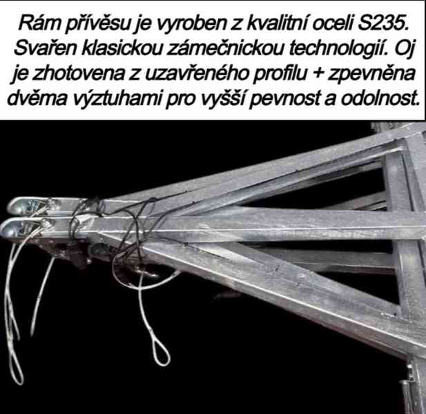 Přívěsný vozík brzděný 1300Kg, 2,65m x 1,30m, DPH - foto 12