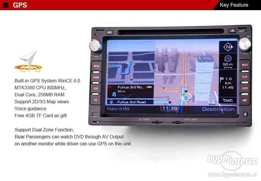 VW SKODA SEAT 2DIN Dotyk Autoradio+Navi 7disp GPS DVD SD USB - foto 5