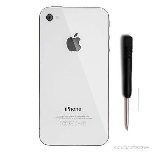 Zadní kryt (sklo) pro iPhone 4 a 4S bílý, černý + šroubovák - foto 1