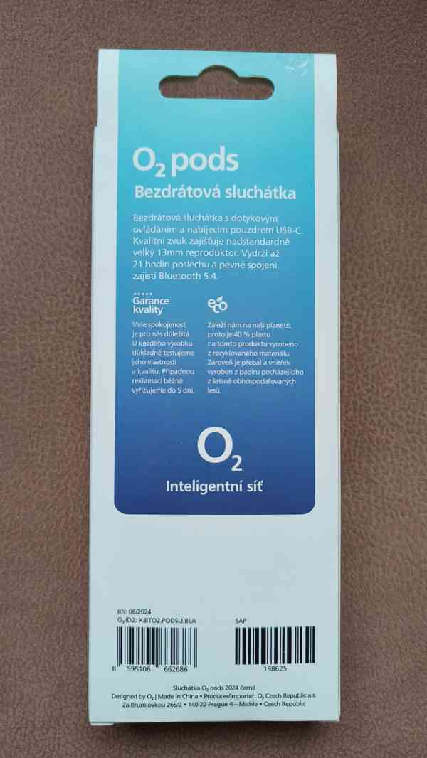 Bezdrátová sluchátka O2 pods černá barva - nerozbalená - foto 2