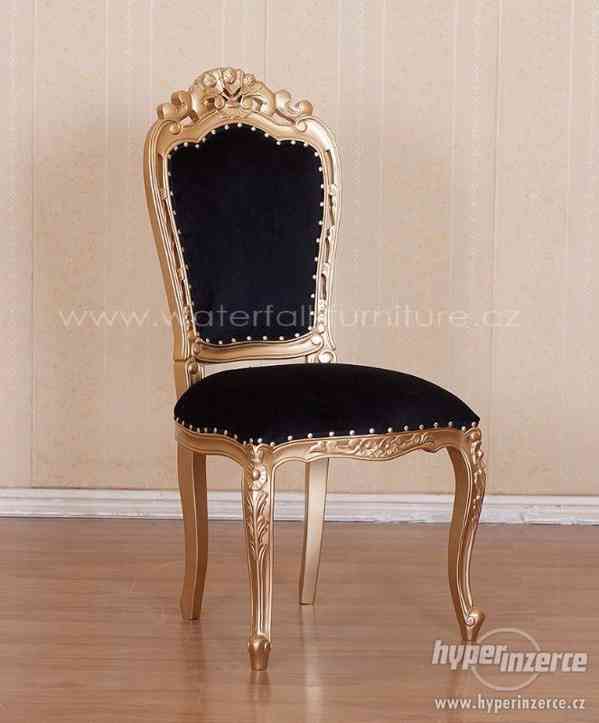 Retro zlatá zámecká jídelní židle - foto 2