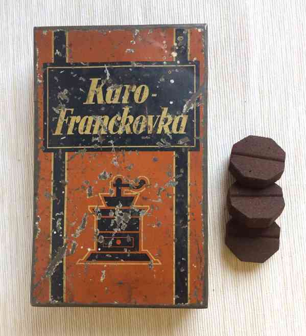 Originál Karo-Franckovka kávovina kostky & plechová krabička