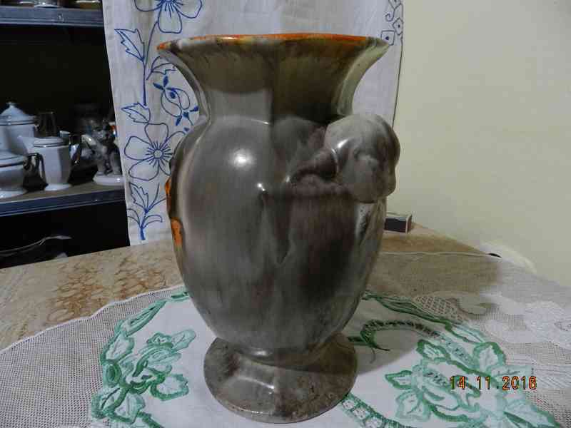 Krásná Art Deco keramická Váza stékané polevy - foto 2
