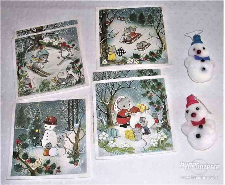 zimní dekorace – 2x sněhulák a obrázky: - foto 3