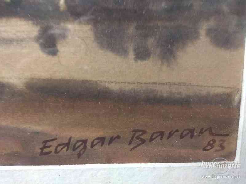 Originál akvarel obraz aukce signovány Edgar Baran - foto 5