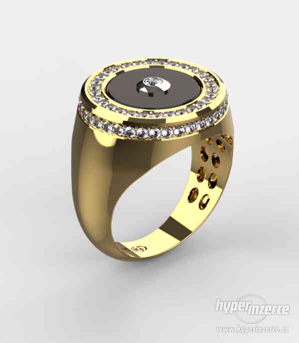 Originální pánský zlatý prsten s Onyxem - foto 2