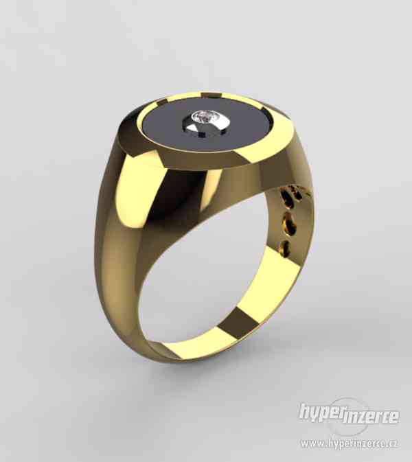 Originální pánský zlatý prsten s Onyxem - foto 5