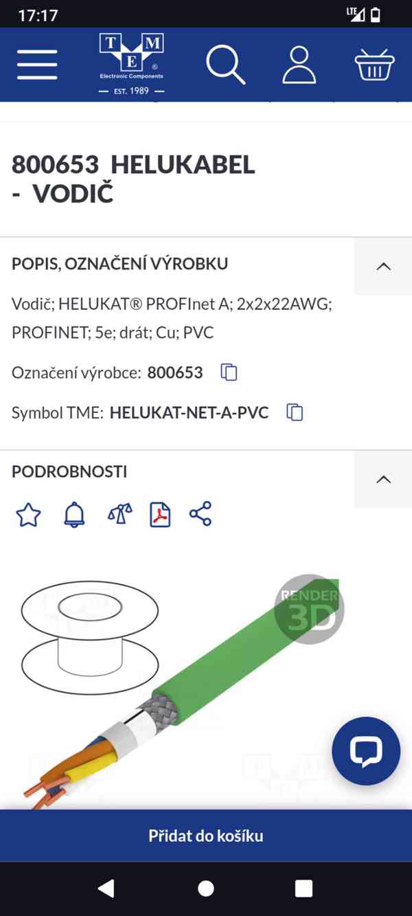 HELUKAT® PROFInet A; 2x2x22AWG Kabel PROFInet 4 žíly s dvoji - foto 3