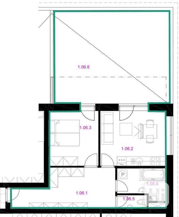 Prodej bytu 2+kk 50 m2 s terasou 46 m2 - Rousínov - 02 - 1.06/S19 - foto 4