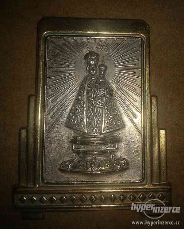 Kovový reliéfní obrázek IHS Panna Maria ze Svaté Hory - foto 1