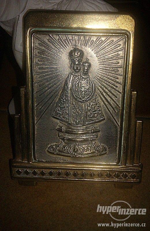 Kovový reliéfní obrázek IHS Panna Maria ze Svaté Hory - foto 2
