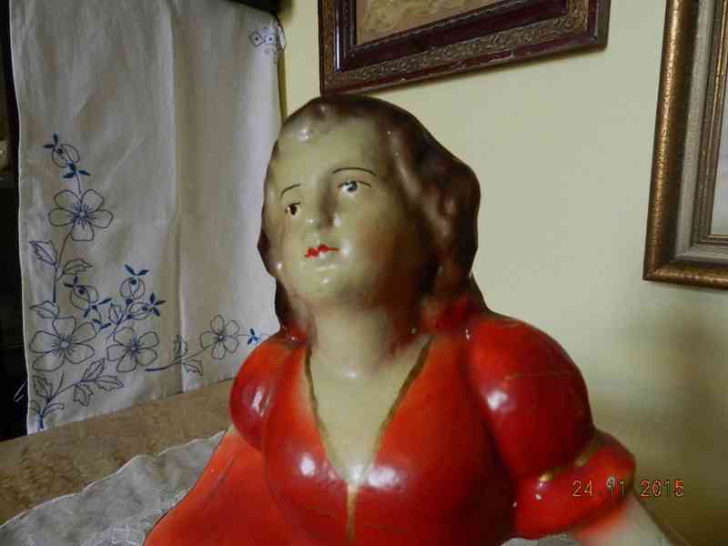 Krásná stará malovaná  soška socha Tanečnice 37cm - foto 9