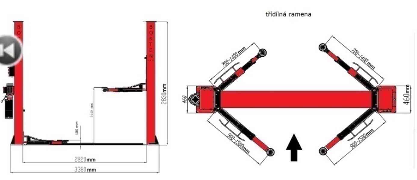 Dvousloupový zvedák hydraulický BOR4200E 4200 KG - foto 10