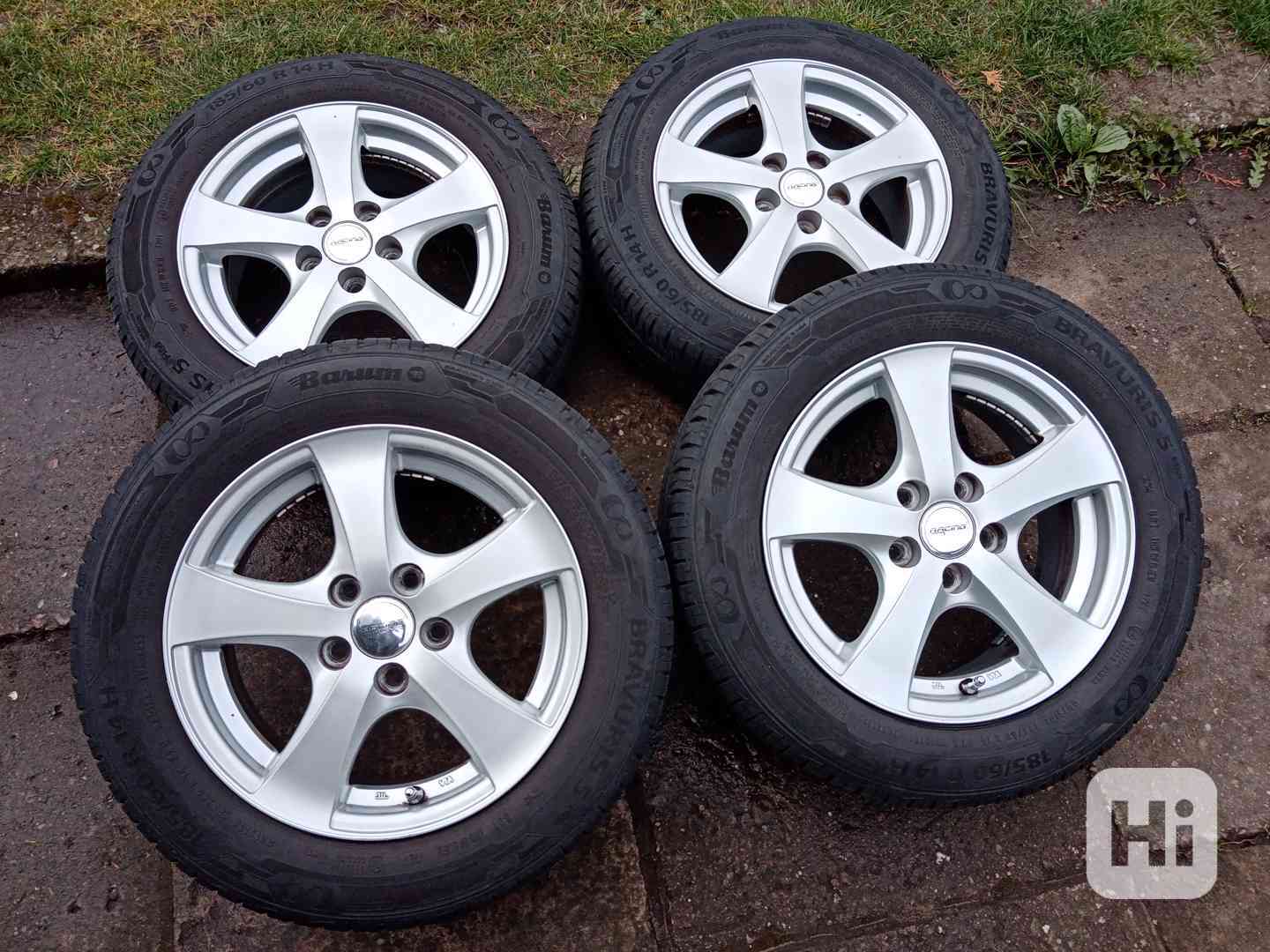 Obutá Alu kola 14ky 5x100 pneu 80% ŠKODA VW SEAT - dobírka - foto 1