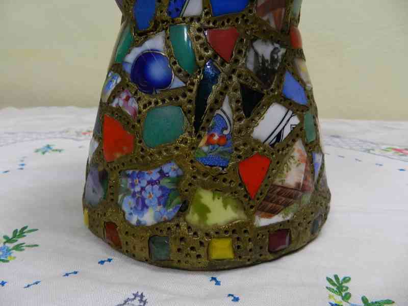 Zajímavá stará masivní keramická Váza střepy ruční práce - foto 5