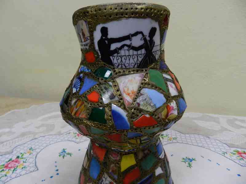 Zajímavá stará masivní keramická Váza střepy ruční práce - foto 2
