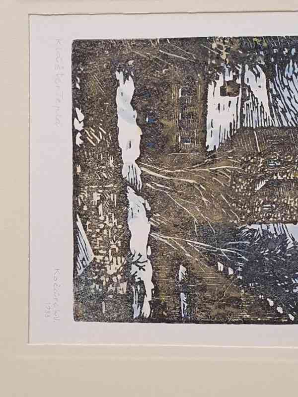 Klášter Teplá - V. Kočárek originální dřevoryt 1983 - foto 2